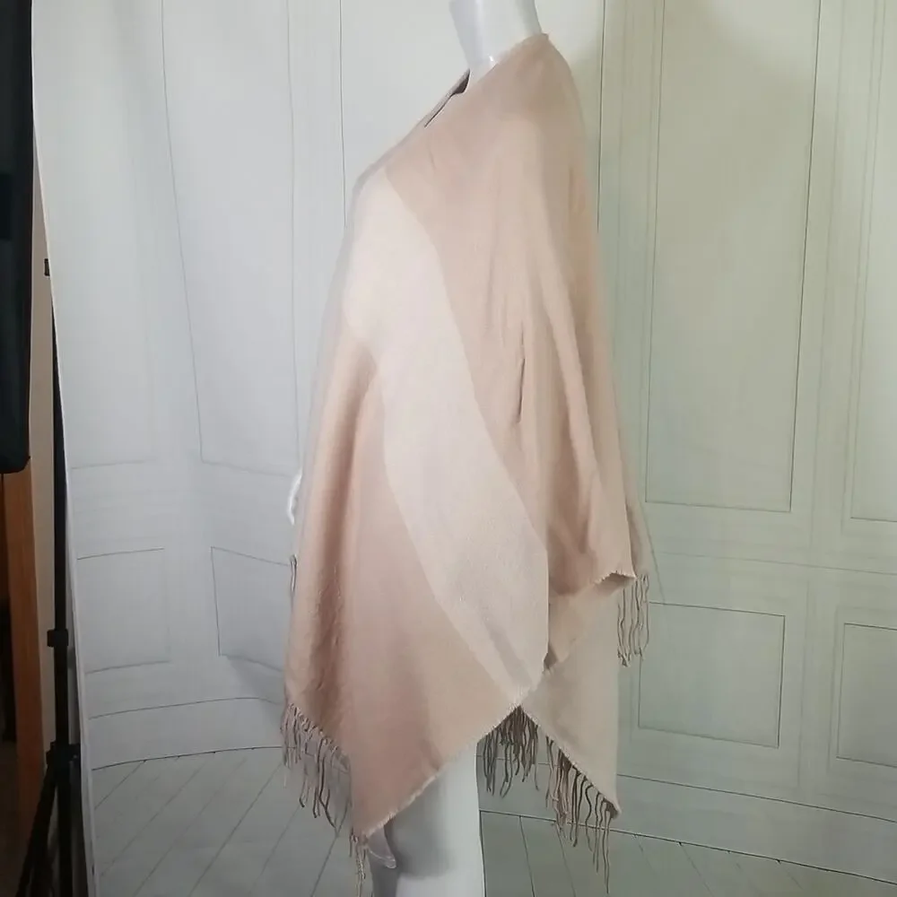 SOIA & Kyo | NEW Pink Plaid Scarfigan Fringe Wrap Poncho Blanket Scarf One Size
